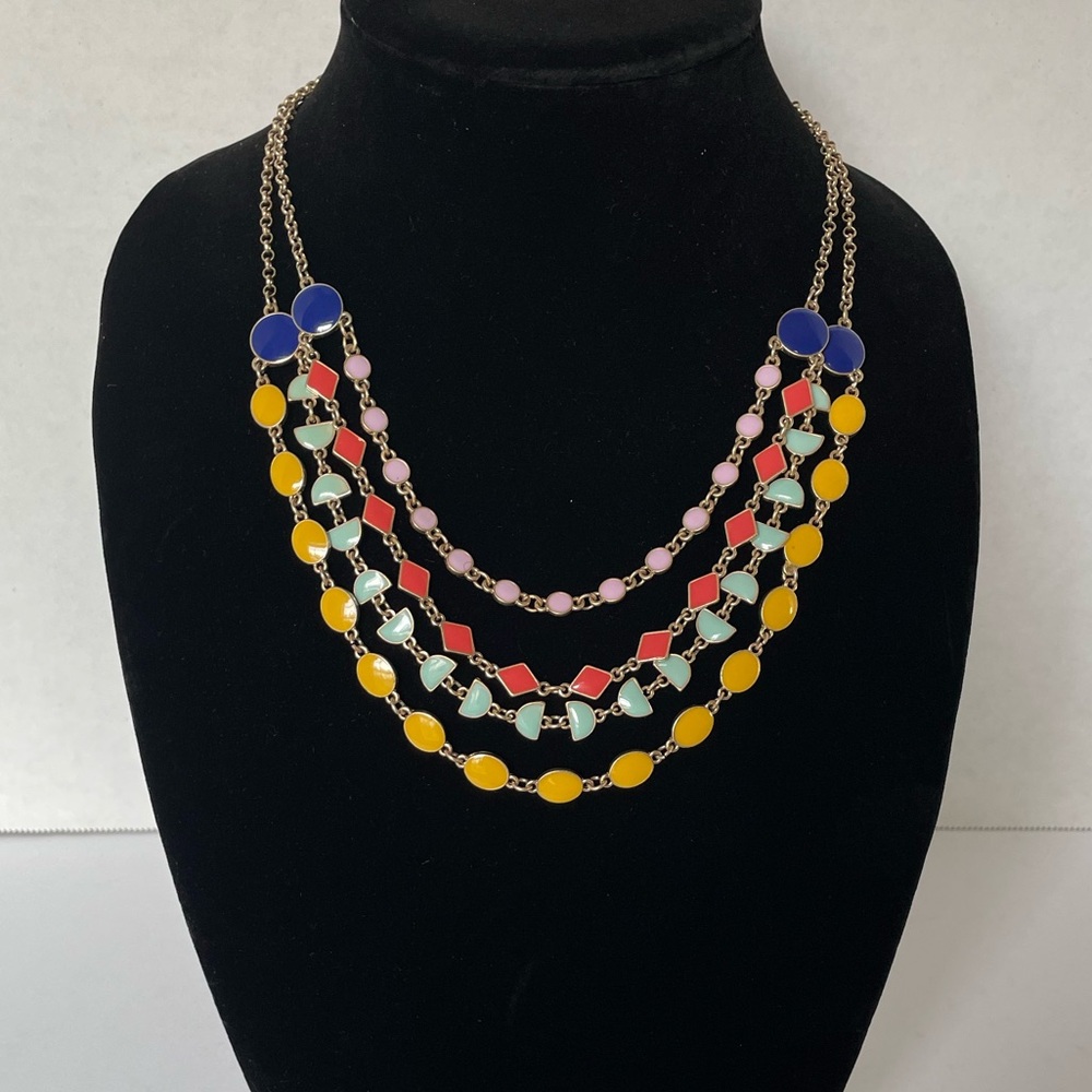 4-strand bright colored enamel necklace in good condition